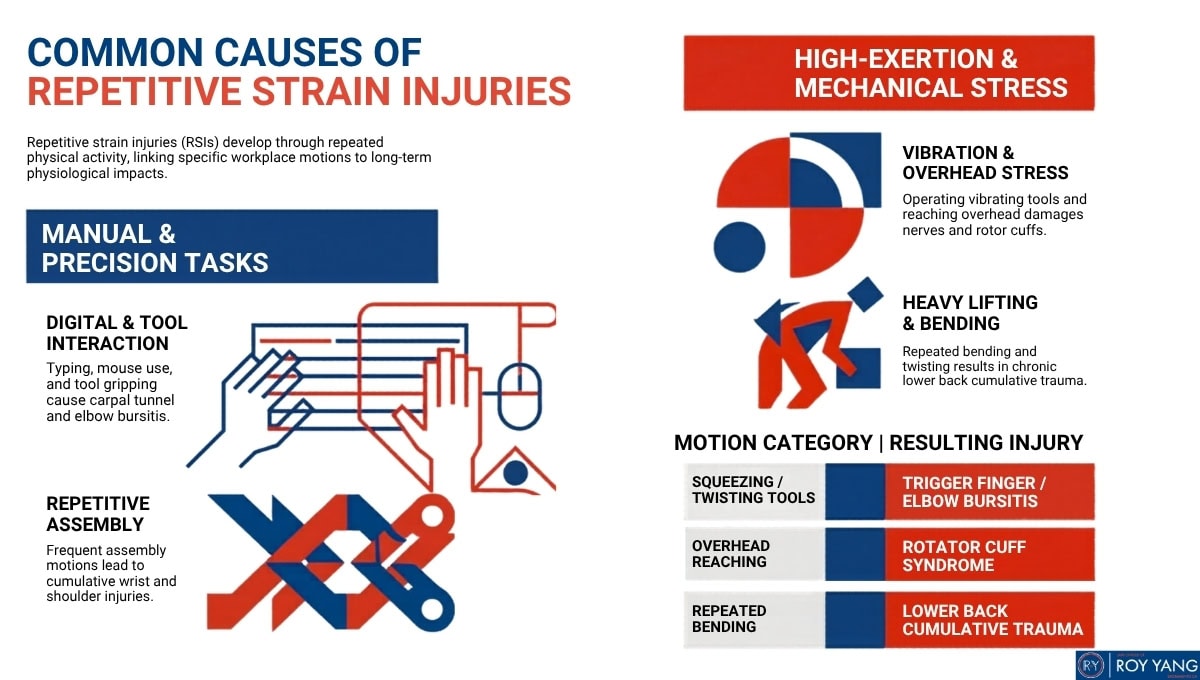 Infographics on Common Causes of Repetitive Strain Injuries