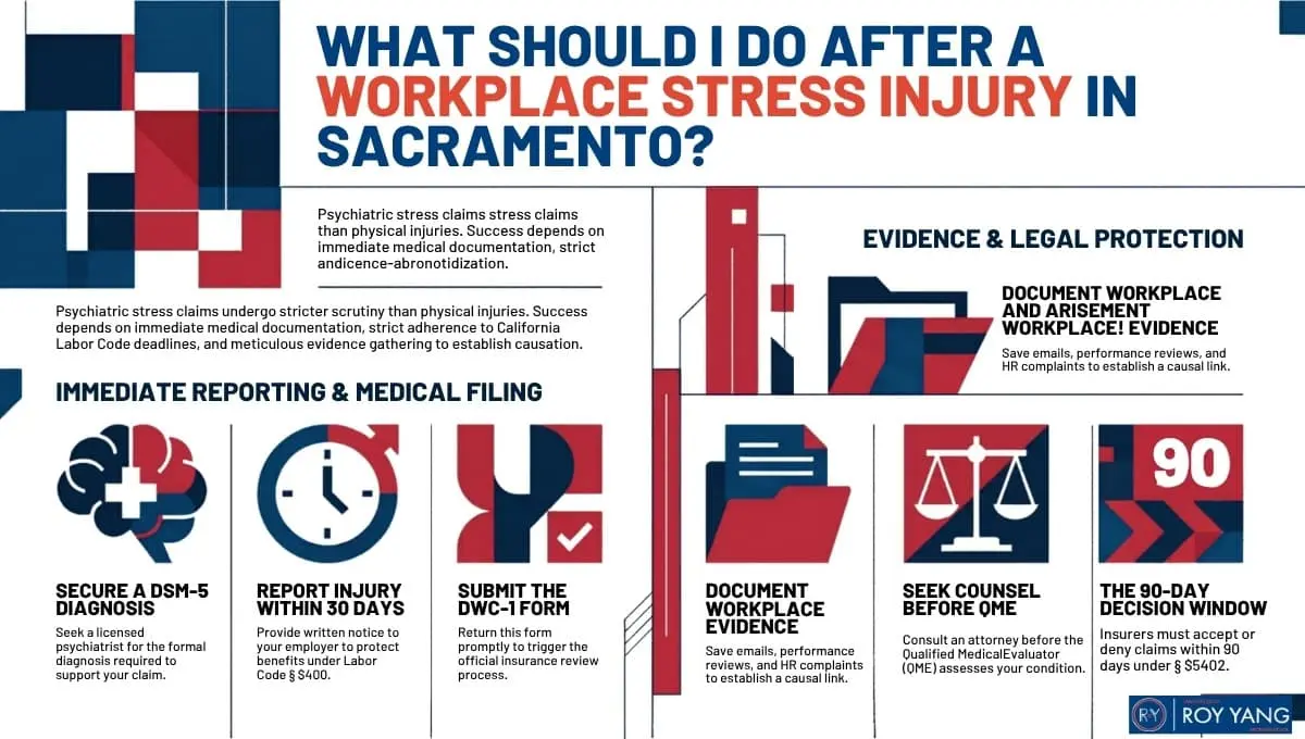 Infographics on What Should I Do After a Workplace Stress Injury in Sacramento