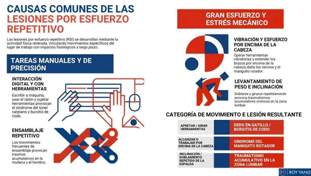 Causas comunes de las lesiones por esfuerzo repetitivo